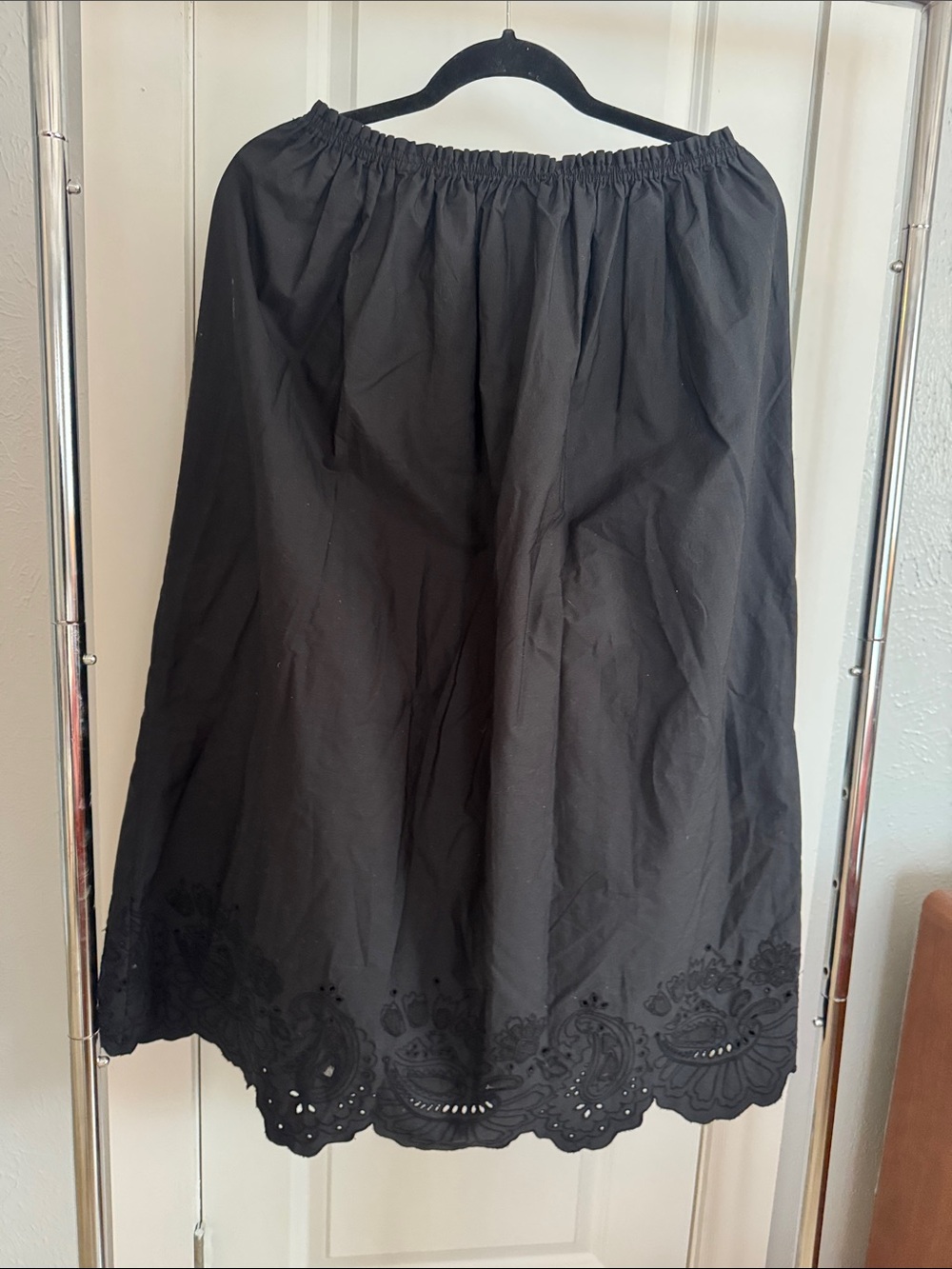 Aritzia Black A-Line Skirt with Scalloped Eyelet Hem